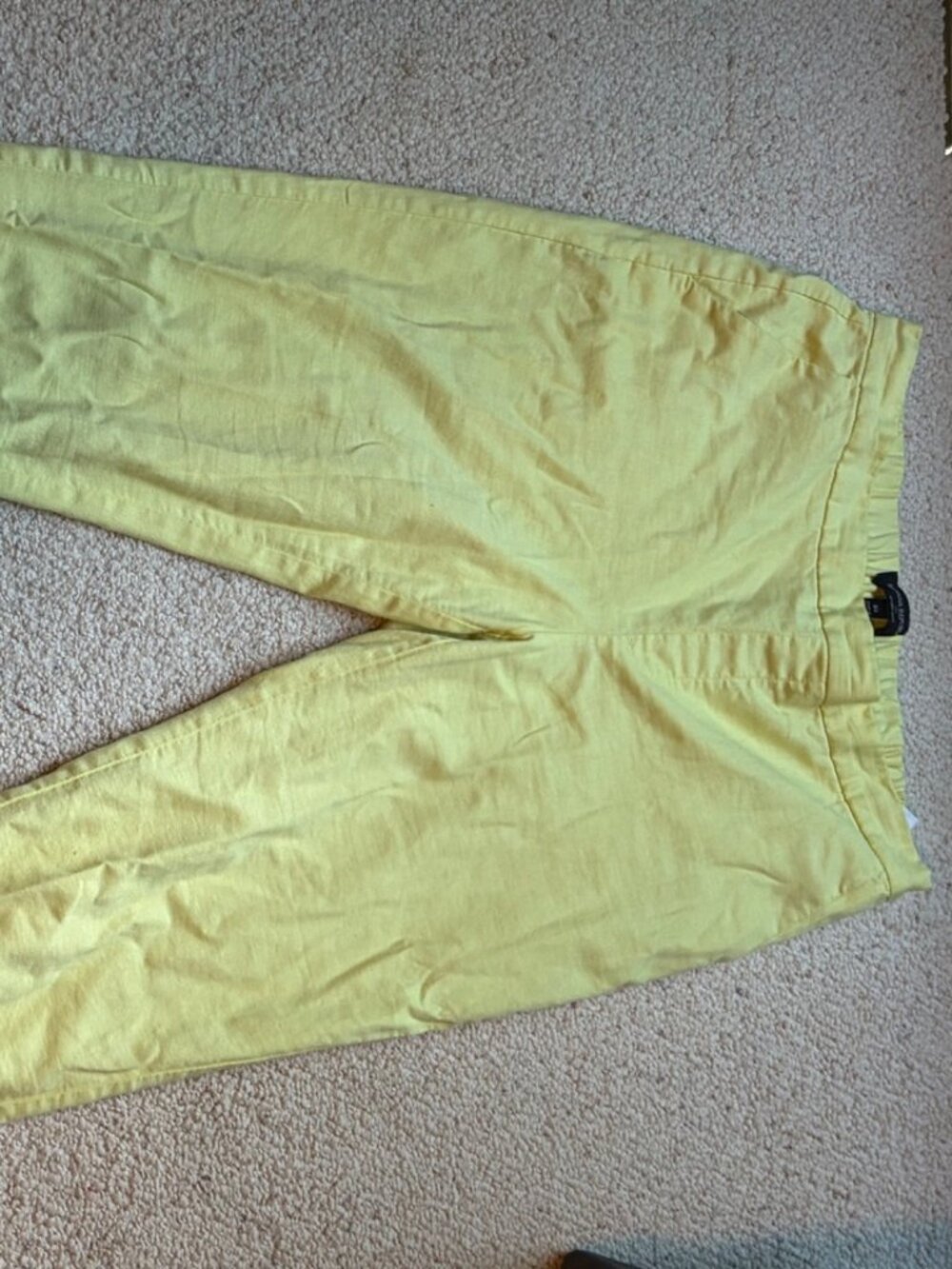 Yellow Linen Cropped pants